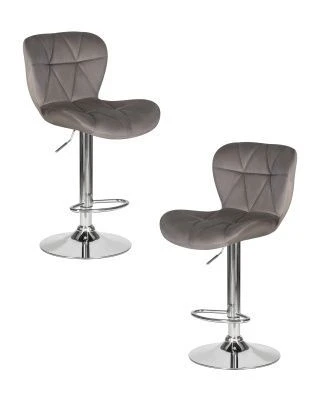 Набор 2 шт Стул барный DOBRIN BARNY, серый велюр (MJ9-75)