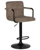 Стул барный DOBRIN KRUGER ARM BLACK, какао вельвет (LAR-E2041-05)