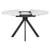 Купить Стол Rudolf круглый раскладной 100-130x100x75см, белый мрамор, чёрный по низкой цене