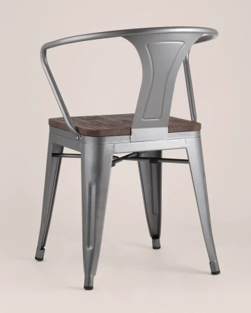 Купить Стул TOLIX ARM WOOD с подлокотниками серебристый по низкой цене