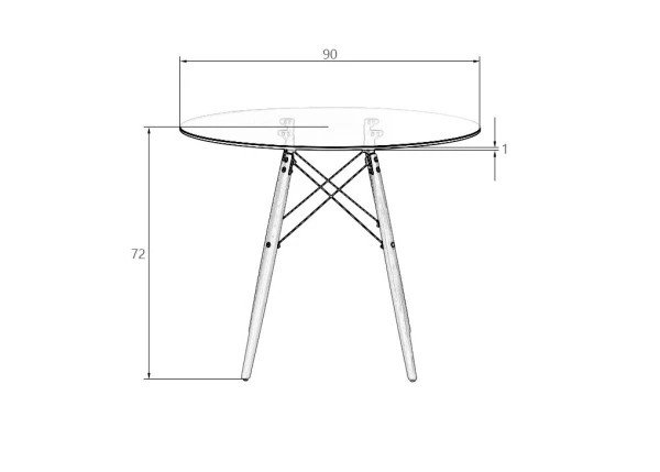 Купить Стол обеденный DOBRIN CHELSEA`90 GLASS, ножки светлый бук, столешница стекло по низкой цене