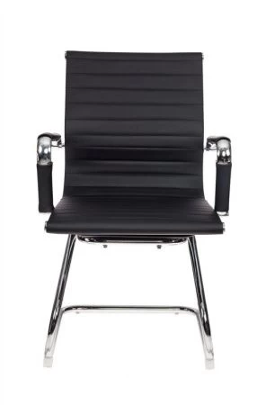 Конференц кресла - Кресло Бюрократ CH-883-LOW-V черный эко.кожа низк.спин. полозья металл хром