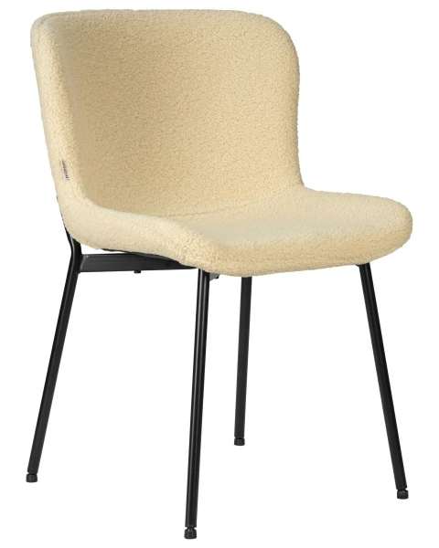 Купить Набор 4 шт Стул обеденный DOBRIN MILO, черные ножки, кремовый букле (UF992-02) по низкой цене