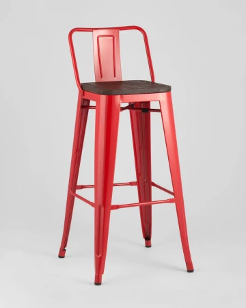 Купить Стул барный TOLIX WOOD со спинкой красный глянцевый по выгодной цене для кафе, ресторанов и кухни