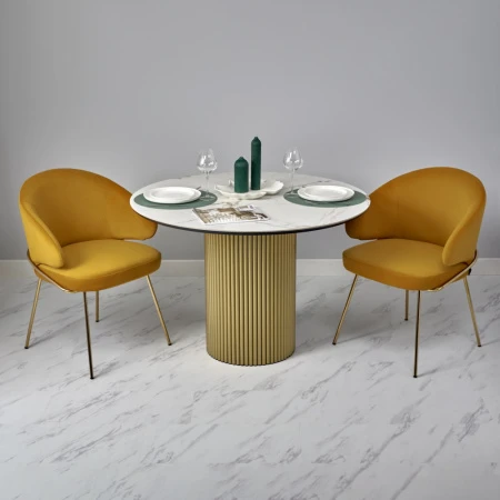 Купить Стол Aura D110, керамогранит Ravena Natural, золотой по низкой цене