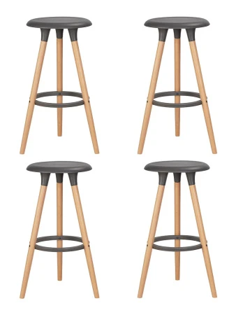 Набор 4 шт Табурет барный DOBRIN ROYCE, ножки светлый бук, цвет темно-серый (GR-04)