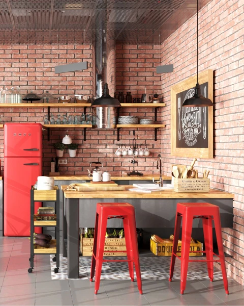 Стул барный TOLIX красный глянцевый для кафе, ресторанов и кухни