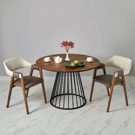 Купить Стул KELLI бежевый букле, экокожа коричневая, орех по низкой цене