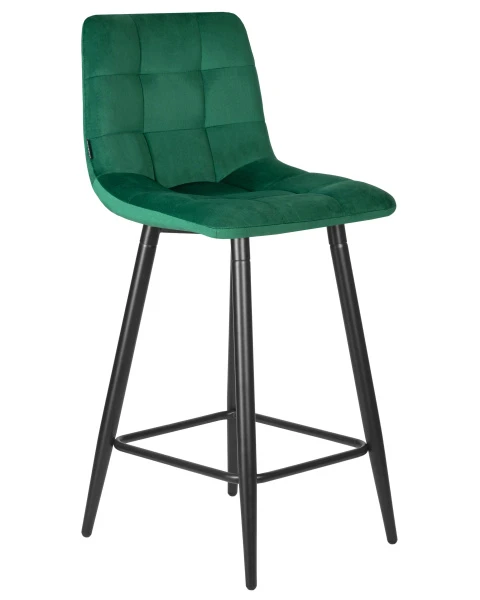 Купить Набор 2 шт Стул полубарный DOBRIN OLIVIA, черные матовые ножки, зелёный велюр (108-64) по низкой цене