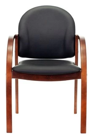 Стул Бюрократ ДЖУНО черный эко.кожа на ножках дерево для посетителей и сотрудников фото