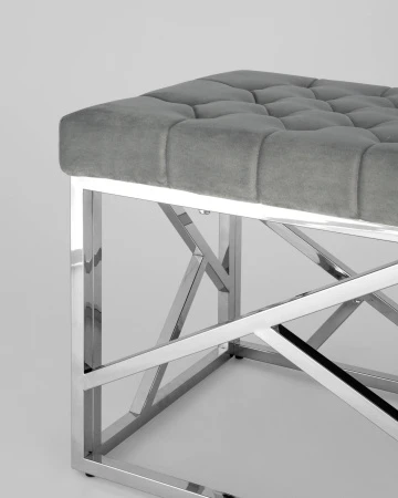 Купить Банкетка-скамейка АРТ ДЕКО велюр серый сталь серебро в интернет-магазине КупиКресла.ру