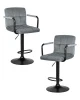Набор 2 шт Стул барный DOBRIN KRUGER ARM BLACK, серый велюр (MJ9-75)