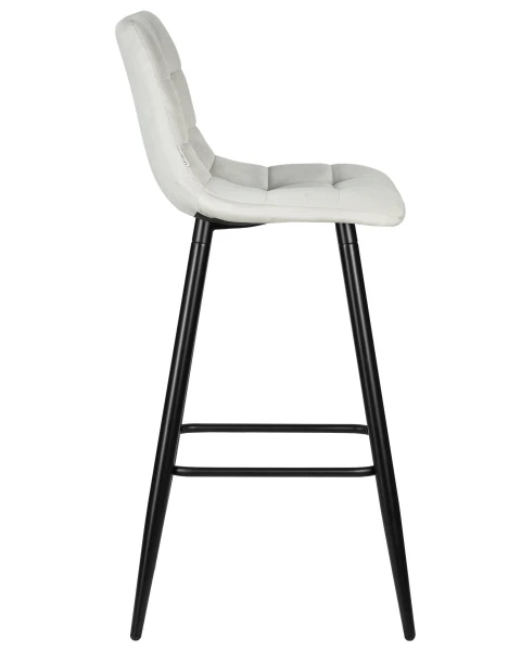 Стул барный DOBRIN NICOLE, черные матовые ножки, светло-серый велюр (108-52) для кафе, ресторанов и кухни