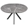 Купить Стол Rudolf круглый раскладной 100-130x100x75см, серый керамогранит, черный по низкой цене