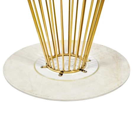 Купить Стол Liverpool диам.100см, керамогранит белый мрамор с золотистыми ножками по низкой цене