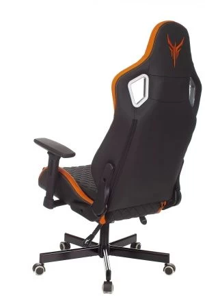 Кресла для геймеров - Кресло игровое Knight Outrider черный/оранжевый ромбик эко.кожа с подголов. крестов. металл