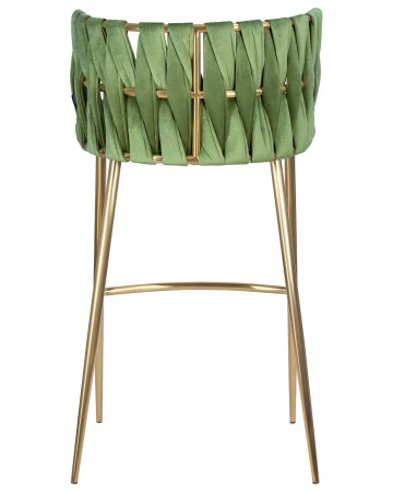 Купить Стул барный DOBRIN EMMA GOLD, зеленый велюр (VF-08) по выгодной цене для кафе, ресторанов и кухни