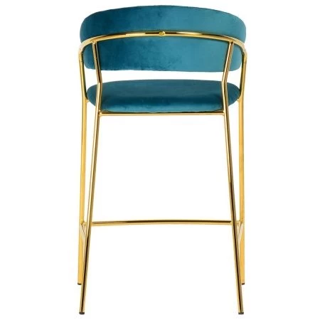 Купить Стул полубарный Turin бирюзовый с золотыми ножками по выгодной цене для кафе, ресторанов и кухни