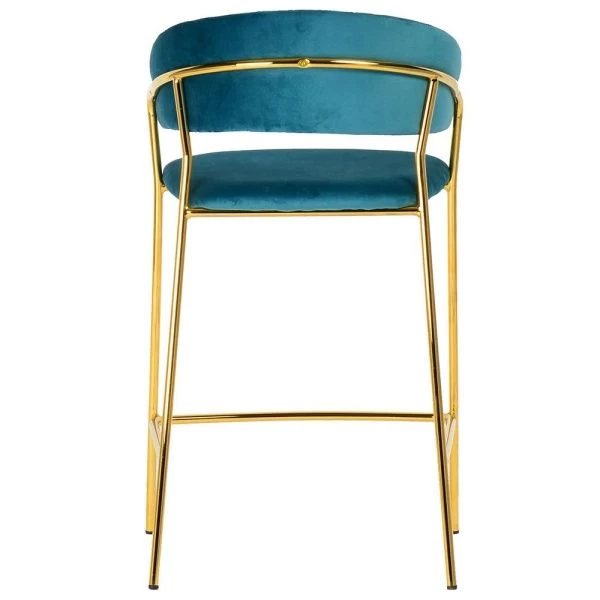 Стул полубарный Turin бирюзовый с золотыми ножками для кафе, ресторанов и кухни