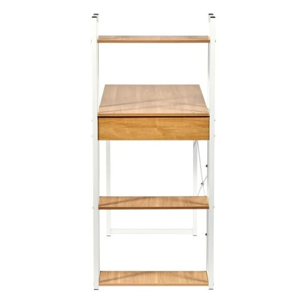 Купить Стол письменный с полками Frame 100x45x110 см, светлое дерево, белый по низкой цене
