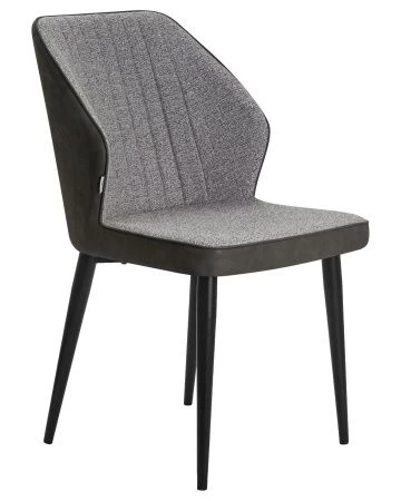 Купить Стул обеденный DOBRIN KEVIN (черные матовые ножки, Сиденье серая ткань FC-09, Спинка антрацит кожзам RU-08) в интернет-магазине КупиКресла.ру