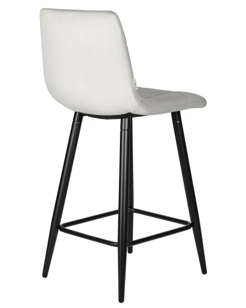 Купить Набор 2 шт Стул полубарный DOBRIN OLIVIA, черные матовые ножки, светло-серый велюр (108-52) по низкой цене