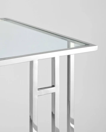 Купить Журнальный столик 50*32 БОСТОН прозрачное стекло сталь серебро по низкой цене