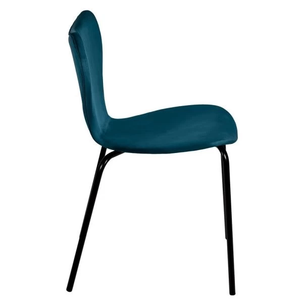 Купить Стул Seven тёмно-бирюзовый велюр с чёрными ножками по низкой цене