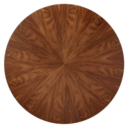 Купить Стол Liverpool диам.110см, шпон орех лучевой набор, с золотистыми ножками по низкой цене