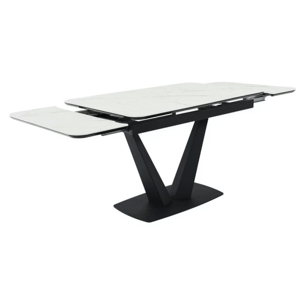 Купить Стол Vito раскладной 120-184x80x75см, белый мрамор, чёрный по низкой цене