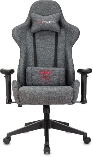 Кресло игровое Zombie Neo серый 3C1 с подголов. крестов. пластик черный