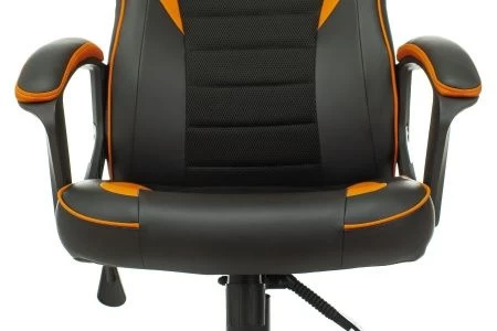 Кресло игровое Zombie GAME 16 черный/оранжевый текстиль/эко.кожа крестов. пластик