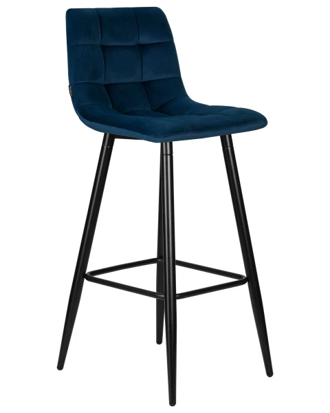 Стул барный DOBRIN NICOLE, черные матовые ножки, темно-синий велюр (108-95) для кафе, ресторанов и кухни