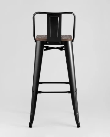 Купить Стул барный TOLIX WOOD со спинкой черный глянцевый по выгодной цене для кафе, ресторанов и кухни