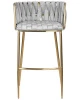 Купить Стул барный DOBRIN EMMA GOLD, светло-серый велюр (135-37) по выгодной цене для кафе, ресторанов и кухни