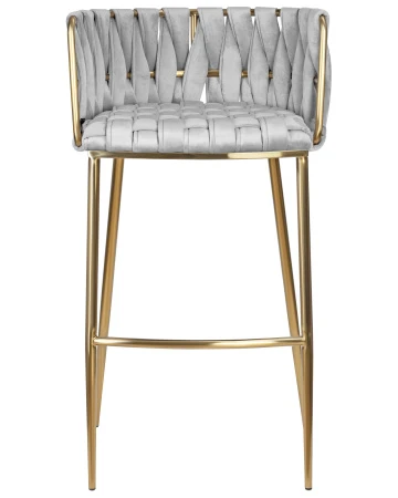 Купить Стул барный DOBRIN EMMA GOLD, светло-серый велюр (135-37) по выгодной цене для кафе, ресторанов и кухни