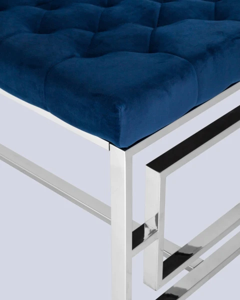 Купить Банкетка-скамейка БРУКЛИН велюр синий сталь серебро по низкой цене