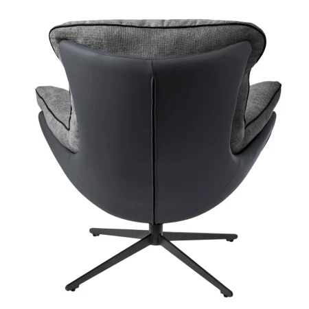 Купить Комплект кресло HUG тёмно-серый, экокожа, шенилл с оттоманкой тёмно-серый, экокожа по низкой цене