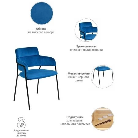 Купить Стул Napoli синий с черными ножками в интернет-магазине КупиКресла.ру