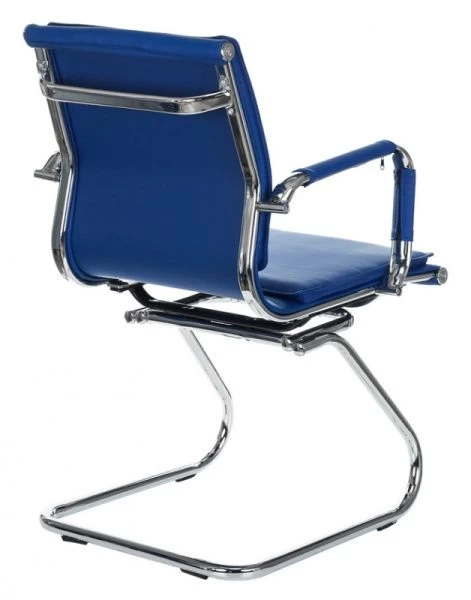 Кресло Бюрократ CH-993-Low-V синий эко.кожа низк.спин. полозья металл хром | Купить в КупиКресла.ру