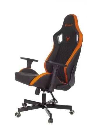 Кресла для геймеров - Кресло игровое Knight Outrider черный/оранжевый ромбик эко.кожа с подголов. крестов. металл