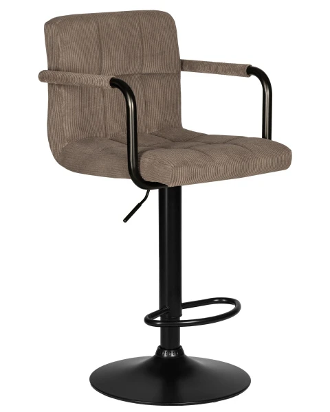 Стул барный DOBRIN KRUGER ARM BLACK, какао вельвет (LAR-E2041-05) для кафе, ресторанов и кухни