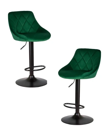 Набор 2 шт Стул барный DOBRIN LOGAN BLACK, зеленый велюр (MJ9-88)