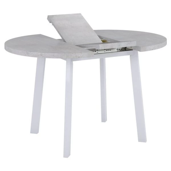 Купить Стол Next круглый раскладной 90-120x90x76,5см, Бетон Лайт, белый по низкой цене