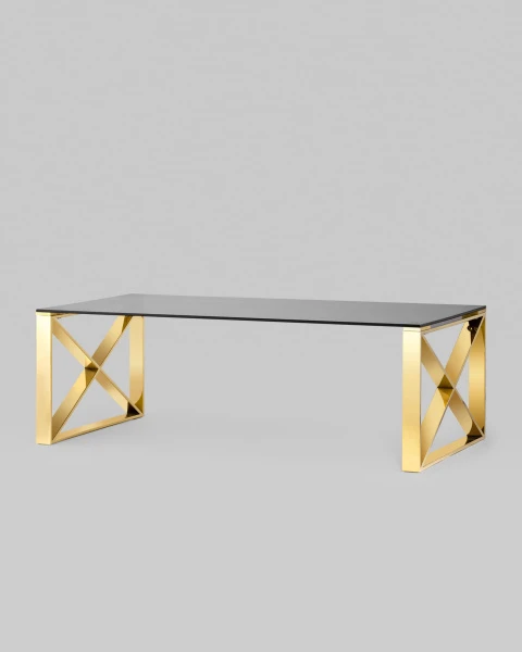 Купить Журнальный стол 120*60 КРОСС золото стекло smoke по низкой цене