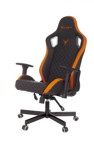 Кресло игровое Knight Outrider черный/оранжевый ромбик эко.кожа с подголов. крестов. металл