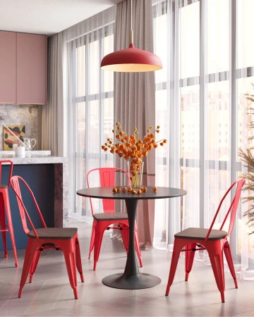 Купить Стул TOLIX WOOD красный глянцевый по низкой цене