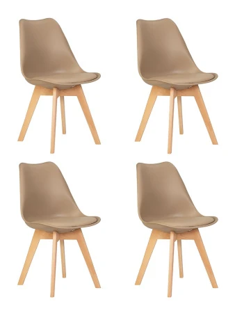 Набор 4 шт Стул обеденный DOBRIN JERRY SOFT, ножки светлый бук, цвет сиденья бежевый (GR-03)