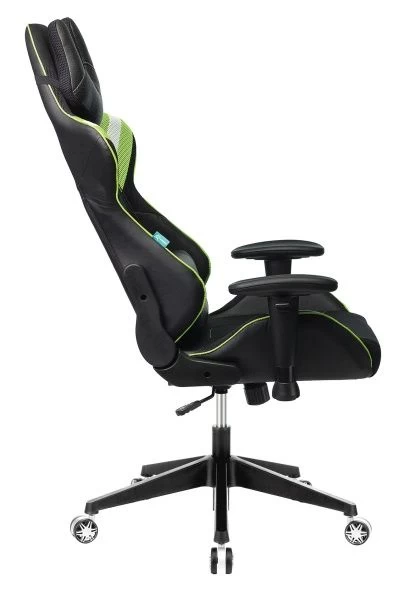 Кресло игровое Zombie VIKING 4 AERO черный/салатовый текстиль/эко.кожа с подголов. крестов. пластик