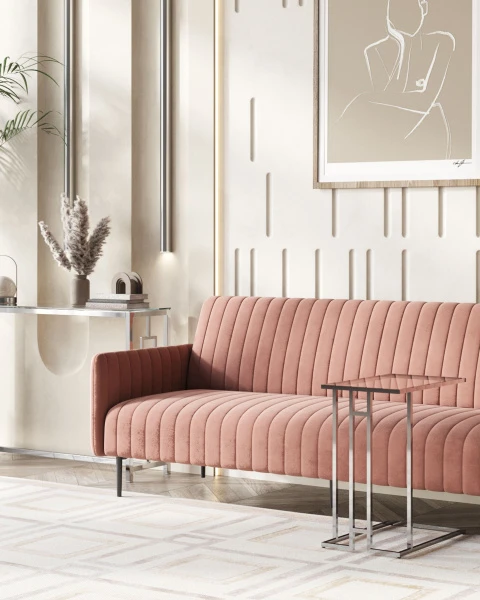 Купить Журнальный столик 50*32 БОСТОН прозрачное стекло сталь серебро по низкой цене